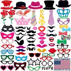 66-Piece Multicolor Photo Booth Props Kit for Unforgettable Party Moments