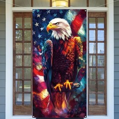 American Flag and Bald Eagle Stars Stripes 71 x 35 inches, Red White Blue