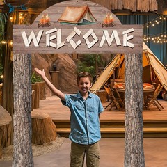 3 Pcs Camping Themed Party Decorations Banner Welcome Porch Sign with 1 Doubl…