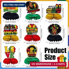 JULMELON 8PCS Juneteenth Party Decorations Honeycomb Centerpiece, 3D Double Side