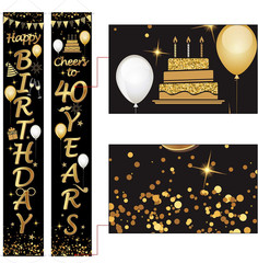 2 Pieces 40Th Birthday Party Decorations Cheers to 40 Years Banner Party Decorat