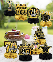 9 Pcs 70Th Birthday Decoration for Men Women Happy 70Th Birthday Honeycomb Cente