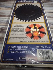 Vintage 90s Beistle Paper Art Tissue Black Fan 25” Hanging For Halloween Decor