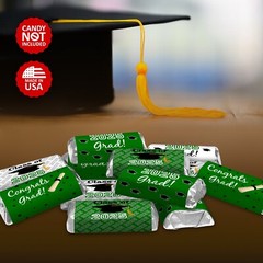 Class of 2025 Graduation Mini Candy Wrapper | Set of 60 Stickers | Green Theme