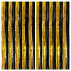 XtraLarge black and gold foil streamers fringe curtain pack of 2 8×3.2 feet f…