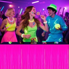 4 Pack Glow in Dark Tinsel Table Skirts 31.5″x118″ Neon UV Party Decor
