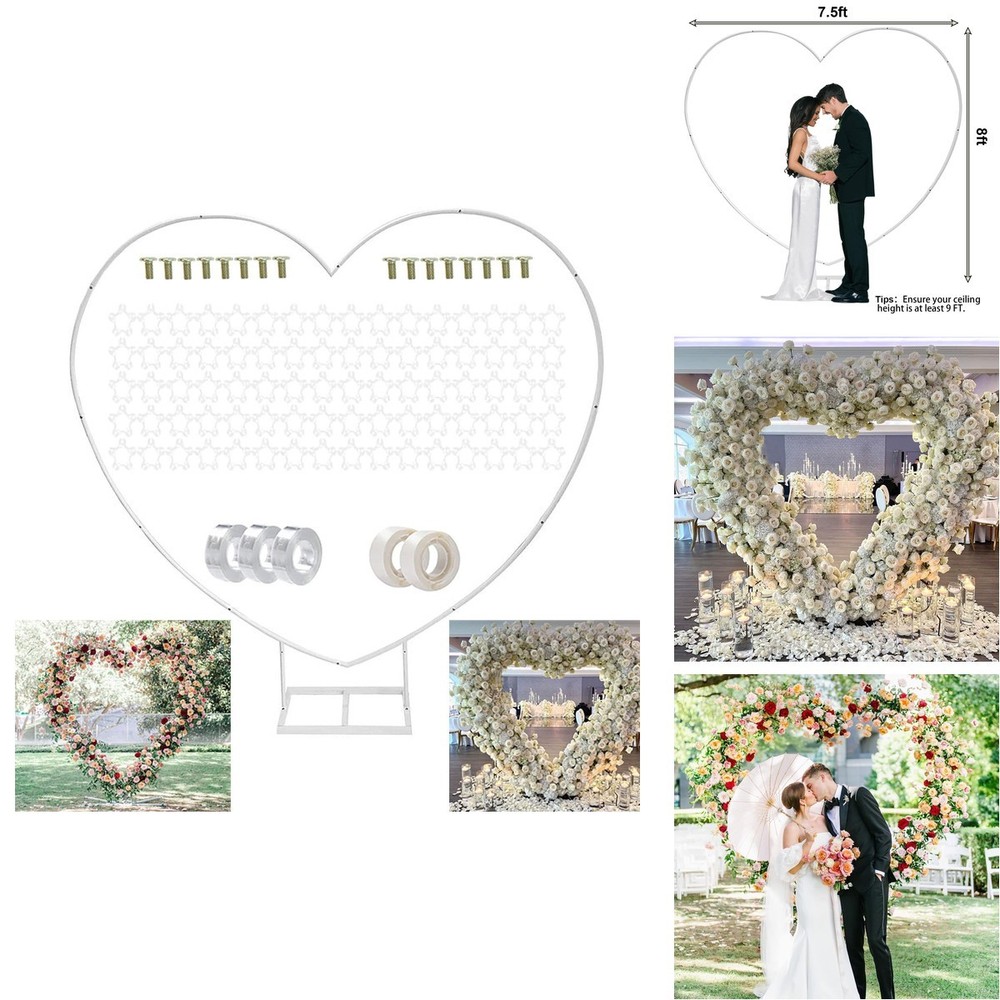 Kimi House Heart Shaped White Metal Balloon Arch Stand Frame Display Kitlove