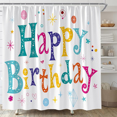 Happy Birthday Shower Curtain Colorful Party Rainbow Birthday Decorations Fabric