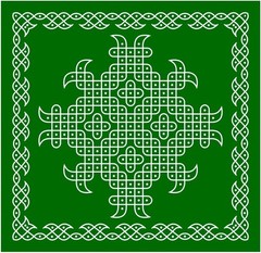 South Indian Kolam Backdrop Cloth 5×5 ft Green Rangoli Pooja Decor