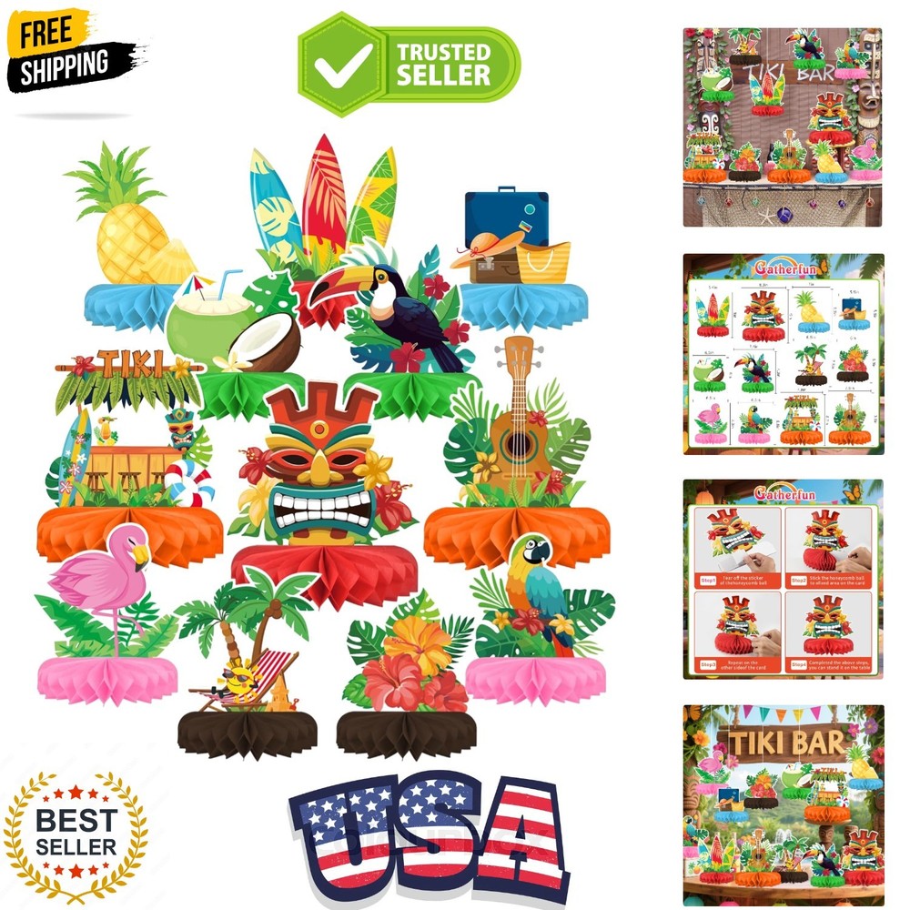 Hawaiian Luau Party Decorations Set: Aloha Theme Table Decoration with Luau H…