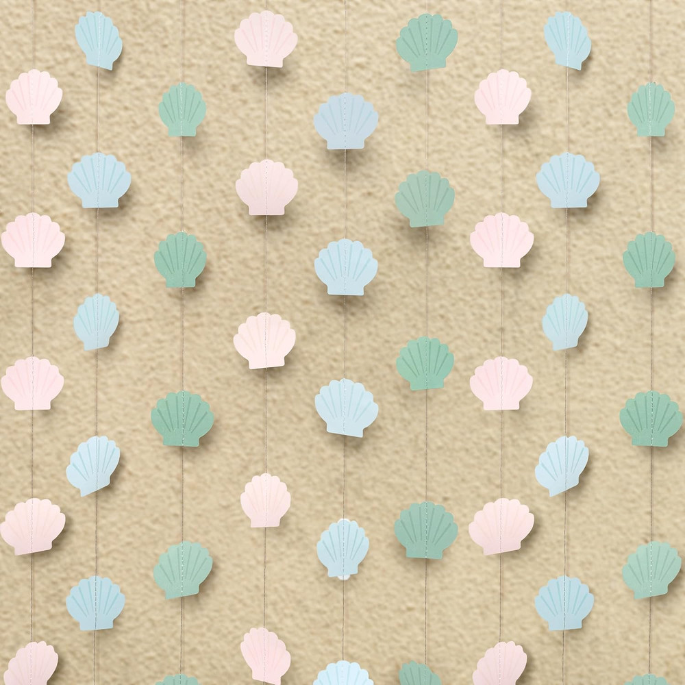 Seashell Garland Sea Shell Party Decorations under the Sea Party Decor Hanging B