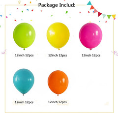 Summer Tropical Balloon Kit Hot Pink Green Blue Orange Yellow Latex Rainbow Ball