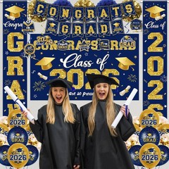 Navy Blue 2026 Graduation Decorations Set – Congrats Grad Party Supplies, Card B