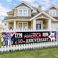 Vibrant 250th Anniversary Patriotic Banner 120″ x 20″ – Easy to Hang Anywhere