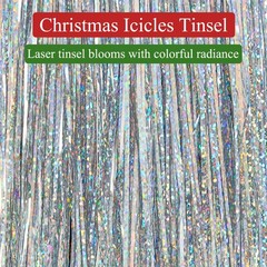 Silver Iridescent Christmas Tree Tinsel Icicles Foil Fringe 2500 Strands