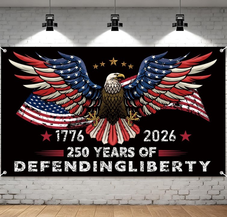 Patriotic 250th Anniversary Backdrop 71×43 Inches for Independence Day Decor