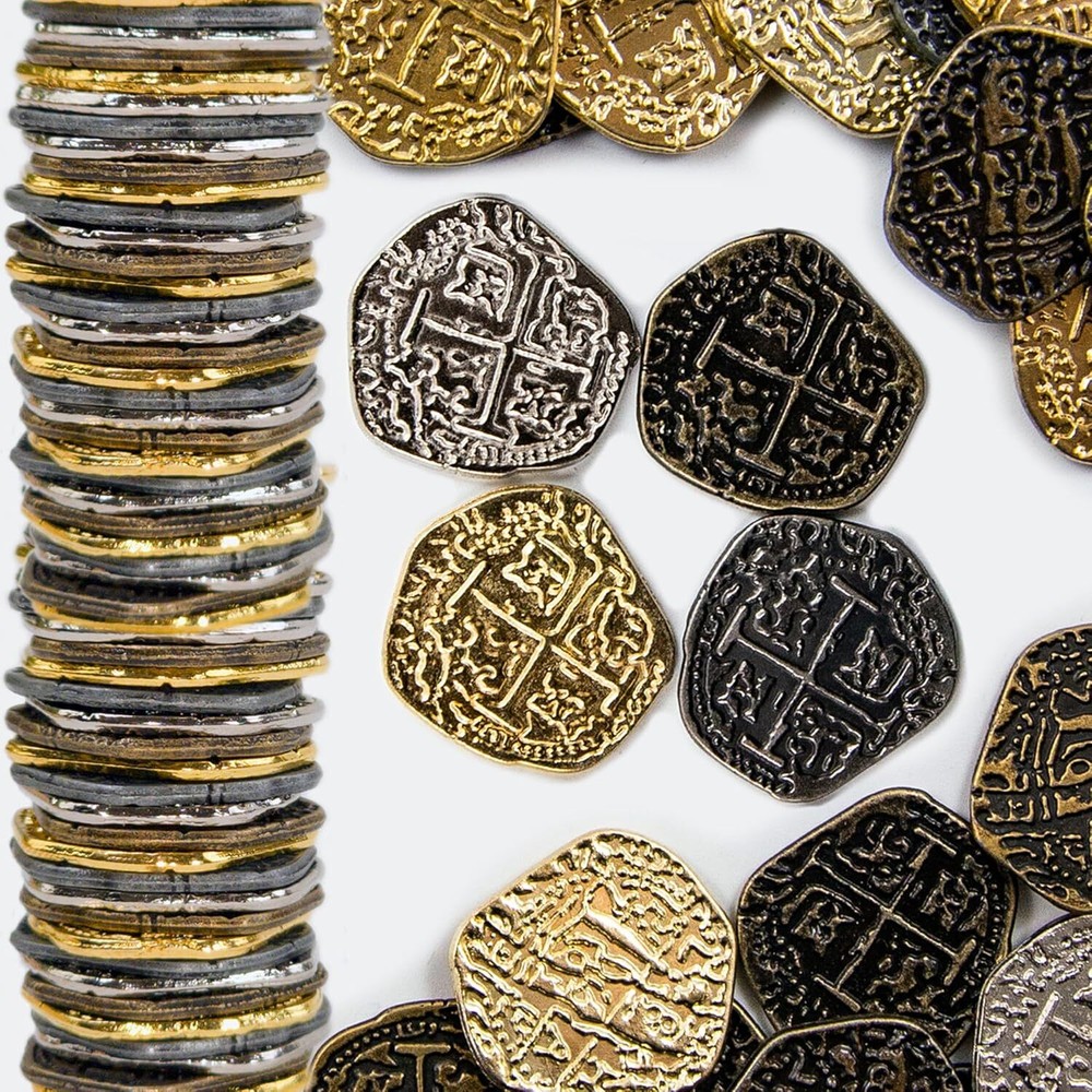 Pirate Treasure Coins Set Gold Silver Antique Doubloons For Party Decor 80 Pcs