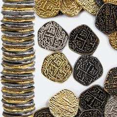 Pirate Treasure Coins Set Gold Silver Antique Doubloons For Party Decor 80 Pcs