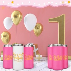 10 Pcs Birthday Squad Can Coolers It’s My Birthday Can White, Neon Pink