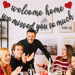 Pre-Strung Welcome Home We Missed You So Much Banner for Military Army Black