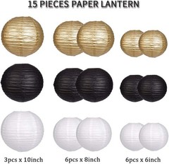 Assorted Sizes Paper Lanterns Set, 15pcs for Rustic Weddings & Special Occasions