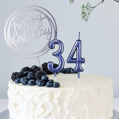 10-Pieces Number Birthday Candles – Candles, 0-9 Glitter Blue