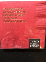 Sapling Press 20 Foil Printed Christmas Cocktail Napkins Red With Gold Print