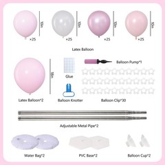 Pink and White Balloon Column Stand Kit of 2 with Balloons