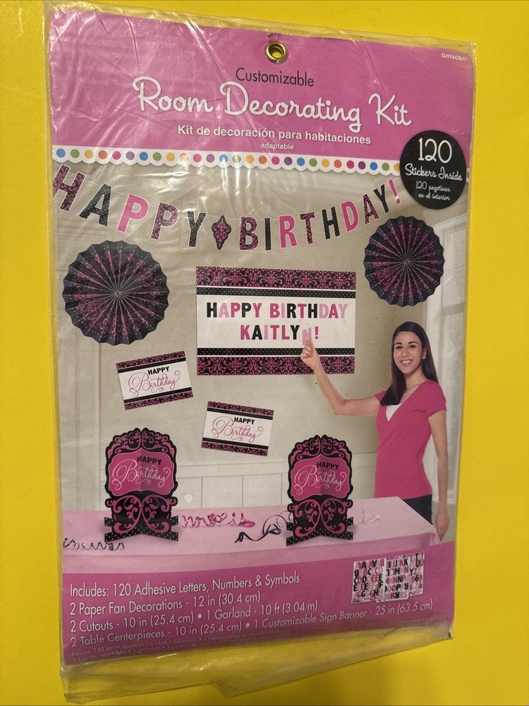 Birthday Party Customizable Room Decorating Kit Includes 120 Stickers – New!