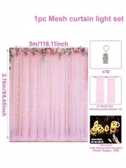 300 LED Warm White Curtain Lights 118x85in Sheer Wedding Backdrop Set