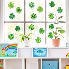 St. Patrick’s Day Thick Gel Clings Assorted Green Shamrock Window Gel Decals for