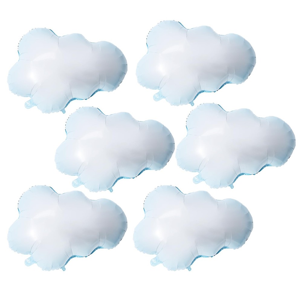 6 Pcs Cloud Balloons Large Aluminum Foil Blue Edge White Clouds Party Decor f…