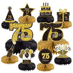 10PCS 75th Birthday Decorations Centerpieces for Table Decorations, Gold Blac…