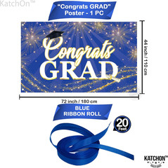 Graduation Decorations 2026 Congrats Grad Banner – 72X44 Inch, Blue Graduation B