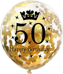 50Th Birthday Balloons Black and Gold 50Th Birthday Decorations Latex Confetti B