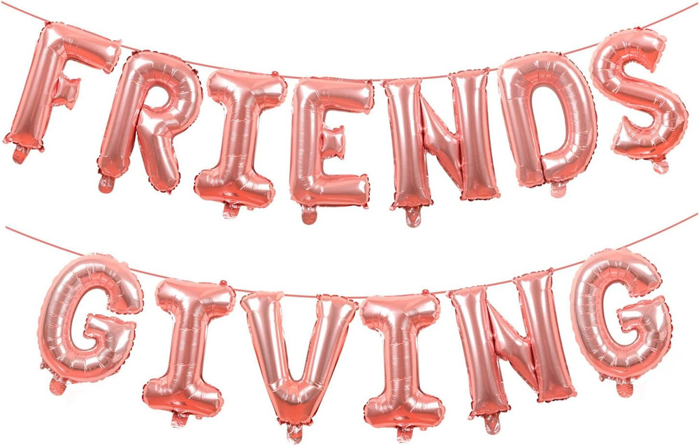 Friendsgiving Decorations Rose Gold Foil Letter 16 Inches Tall Balloons Banner T