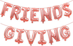 Friendsgiving Decorations Rose Gold Foil Letter 16 Inches Tall Balloons Banner T