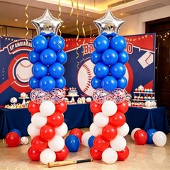 Red White and Blue Balloon Column Stand Kit Set of 2, 4th of July Balloons Pa…