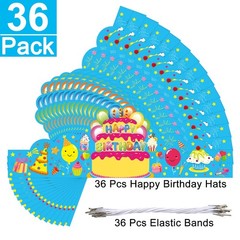 36 Pack Happy Birthday Crowns Paper Hats for Kids School Classroom Celebration