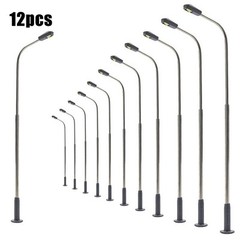 Set of 12 Model Railway Lamp Posts Warm White LED Light Single Head 14CM