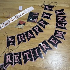 Retirement Party Decorations Kit Rose Gold Black Banner Sash Crown Balloons