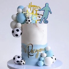 28pcs Soccer Cake Topper Soccer Ball Cake Decoration for Boys Sport Cupcake T…