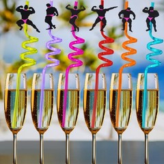 AYINOBY 24 Reusable Bachelorette Party Straws with 2 Cleaning Brushes Plastic