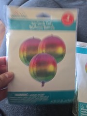 2 Packs 22 Inch Gradient Rainbow 4D Metallic Balloons Large Foil round 6 Total