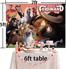 Ferdinand the Bull Party Decor Birthday Backdrop Banner Cartoon Vinyl 7x5ft