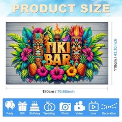 Hawaiian Party Decorations Tiki Bar Banner 71 x 43 Inch Tiki Party Tiki Bar#1