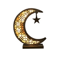 Ramadan Eid Mubarak Moon Castle LED Light Wooden Muslim Islamic Party Decoration