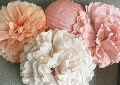 Hanging Party Decorations Tissue Paper pom poms and Lanterns Backdrop Decor