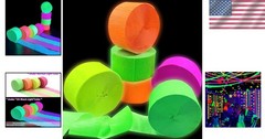 Vibrant 4-Roll Fluorescent Paper Streamers – Perfect for Neon Parties