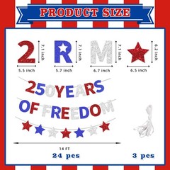 4th of July Decorations – USA 250th Anniversary – Independence Day Glitter Ba…